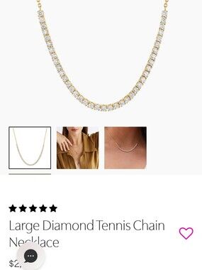 Gold Diamond Tennis Necklace - Elegant Women's Jewelry
